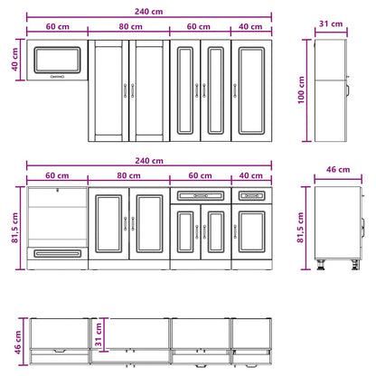 Kitchen Unit KALMAR 8 pcs White Engineered Wood