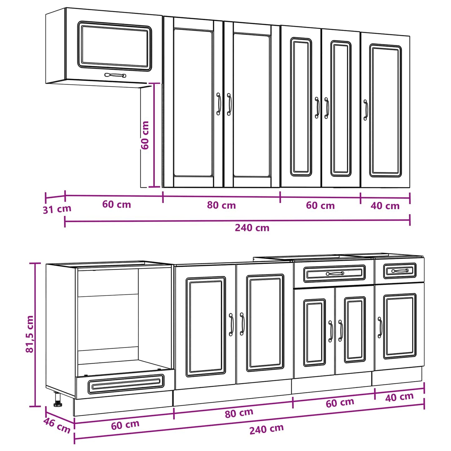 Kitchen Unit KALMAR 8 pcs White Engineered Wood