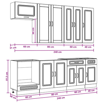Kitchen Unit KALMAR 8 pcs White Engineered Wood