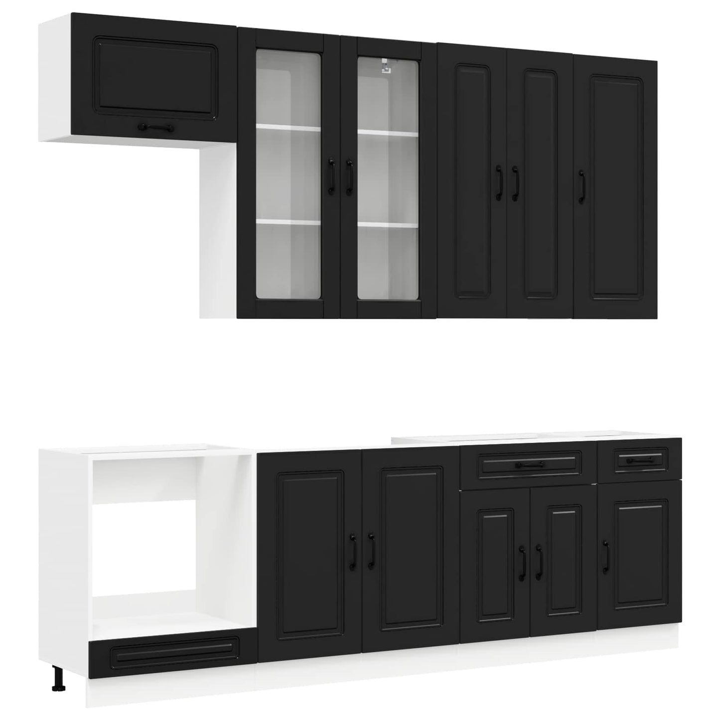 Kitchen Unit KALMAR 8 pcs Black Engineered Wood