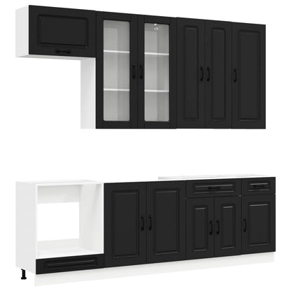 Kitchen Unit KALMAR 8 pcs Black Engineered Wood