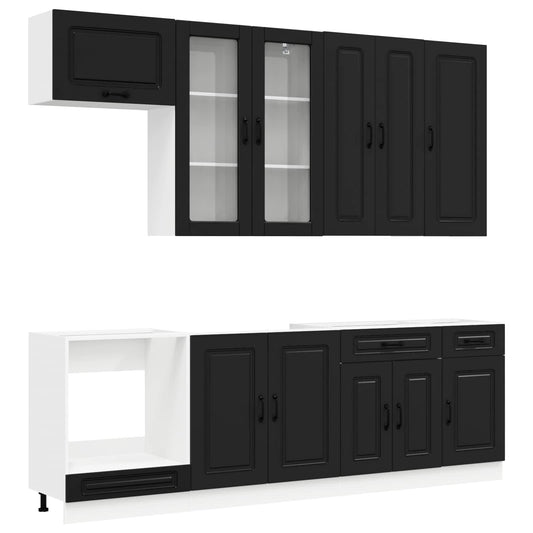 Kitchen Unit KALMAR 8 pcs Black Engineered Wood