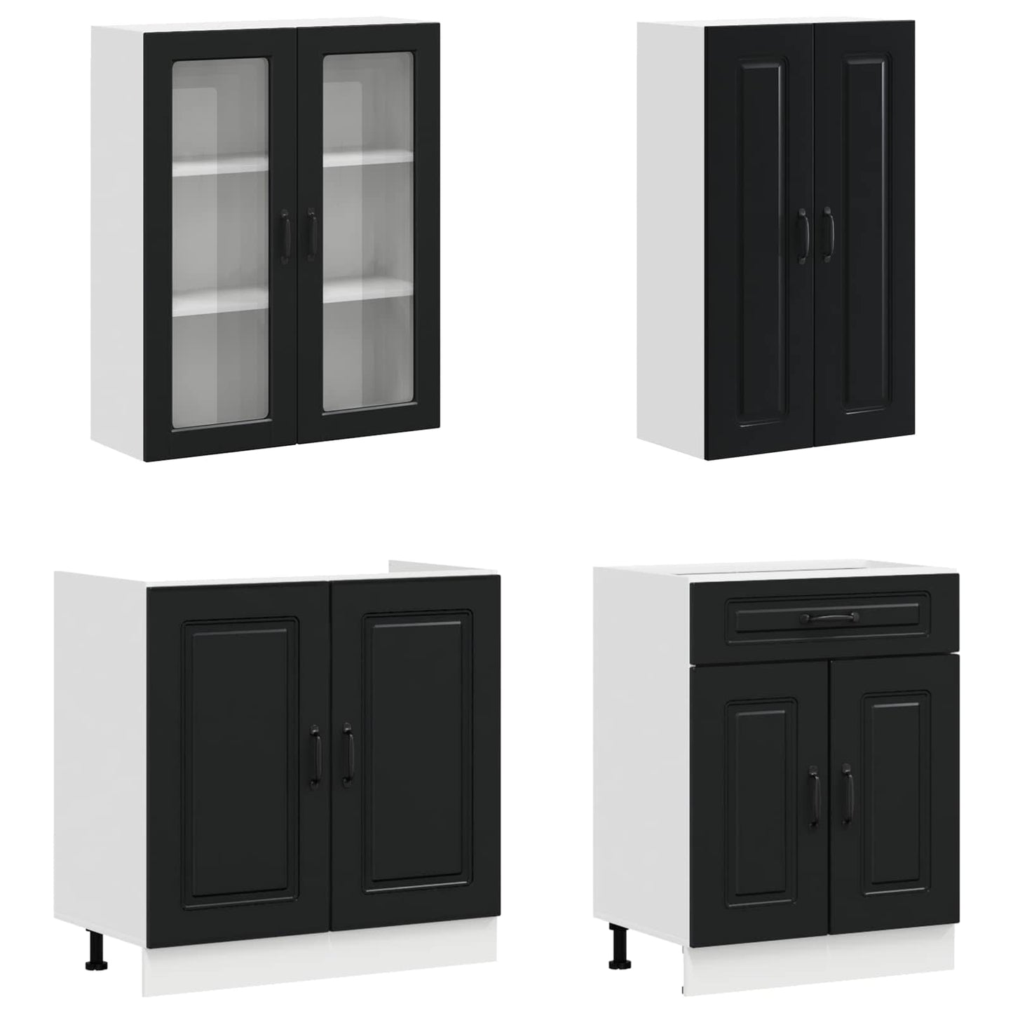 Kitchen Unit KALMAR 8 pcs Black Engineered Wood