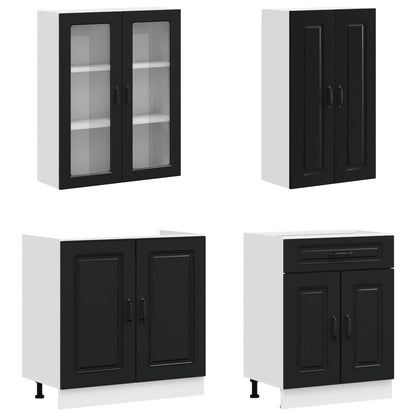 Kitchen Unit KALMAR 8 pcs Black Engineered Wood