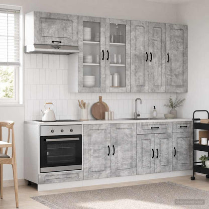 Kitchen Unit KALMAR 8 pcs Concrete Grey Engineered Wood