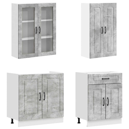 Kitchen Unit KALMAR 8 pcs Concrete Grey Engineered Wood