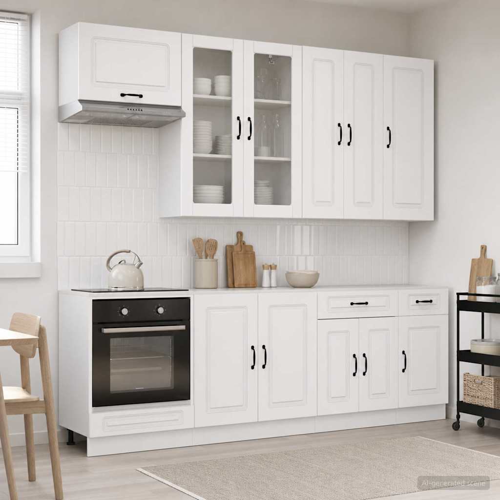Kitchen Unit KALMAR 8 pcs High Gloss White Engineered Wood