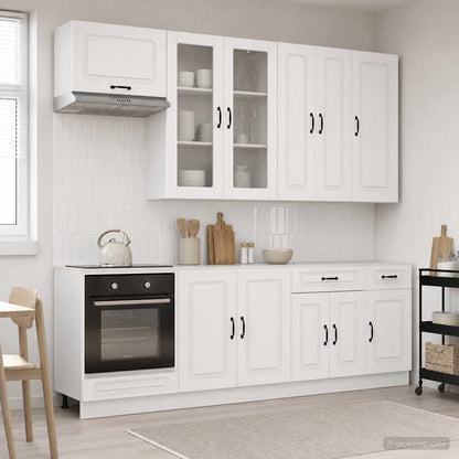Kitchen Unit KALMAR 8 pcs High Gloss White Engineered Wood