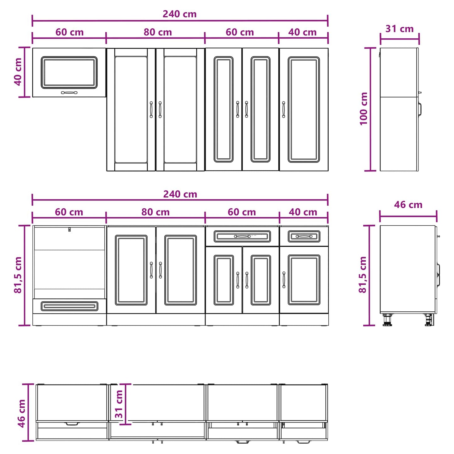 Kitchen Unit KALMAR 8 pcs Old Wood Engineered Wood