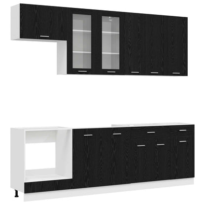 Kitchen Unit LYON 8 pcs Black Oak Engineered Wood