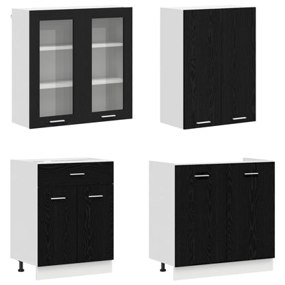 Kitchen Unit LYON 8 pcs Black Oak Engineered Wood