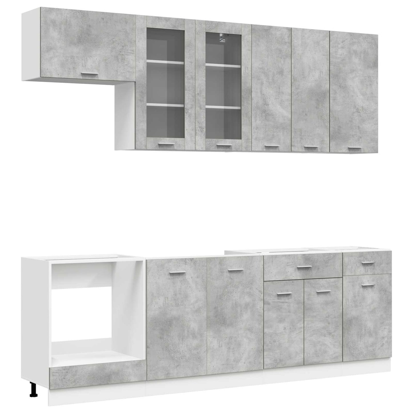 Kitchen Unit LYON 8 pcs Concrete Grey Engineered Wood