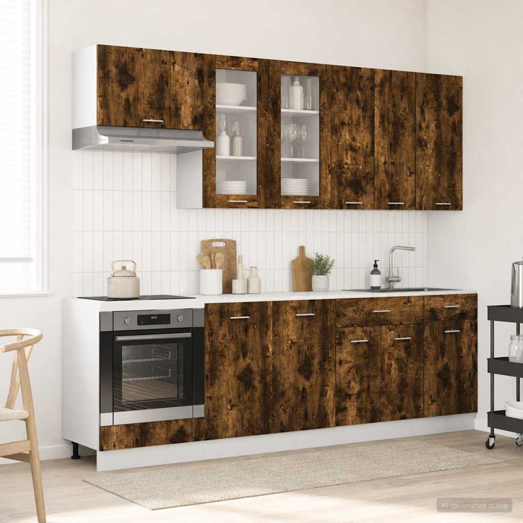 Kitchen Unit LYON 8 pcs Smoked Oak Engineered Wood