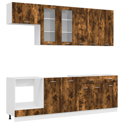 Kitchen Unit LYON 8 pcs Smoked Oak Engineered Wood