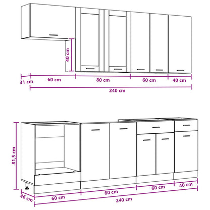 Kitchen Unit LYON 8 pcs Smoked Oak Engineered Wood