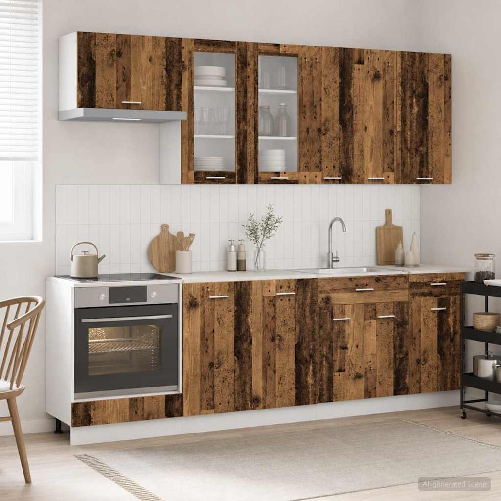 Kitchen Unit LYON 8 pcs Old Wood Engineered Wood