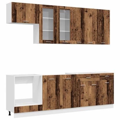 Kitchen Unit LYON 8 pcs Old Wood Engineered Wood