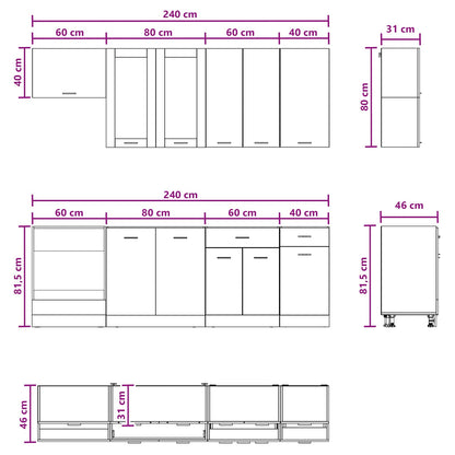 Kitchen Unit LYON 8 pcs Old Wood Engineered Wood