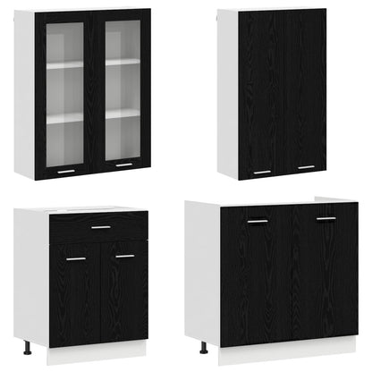Kitchen Unit LYON 8 pcs Black Oak Engineered Wood
