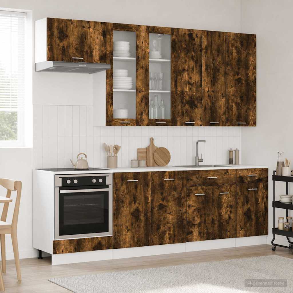 Kitchen Unit LYON 8 pcs Smoked Oak Engineered Wood