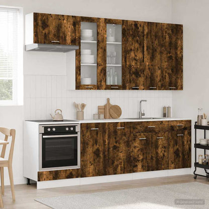 Kitchen Unit LYON 8 pcs Smoked Oak Engineered Wood