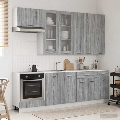 Kitchen Unit LYON 8 pcs Grey Sonoma Engineered Wood