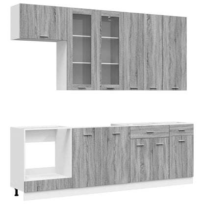Kitchen Unit LYON 8 pcs Grey Sonoma Engineered Wood