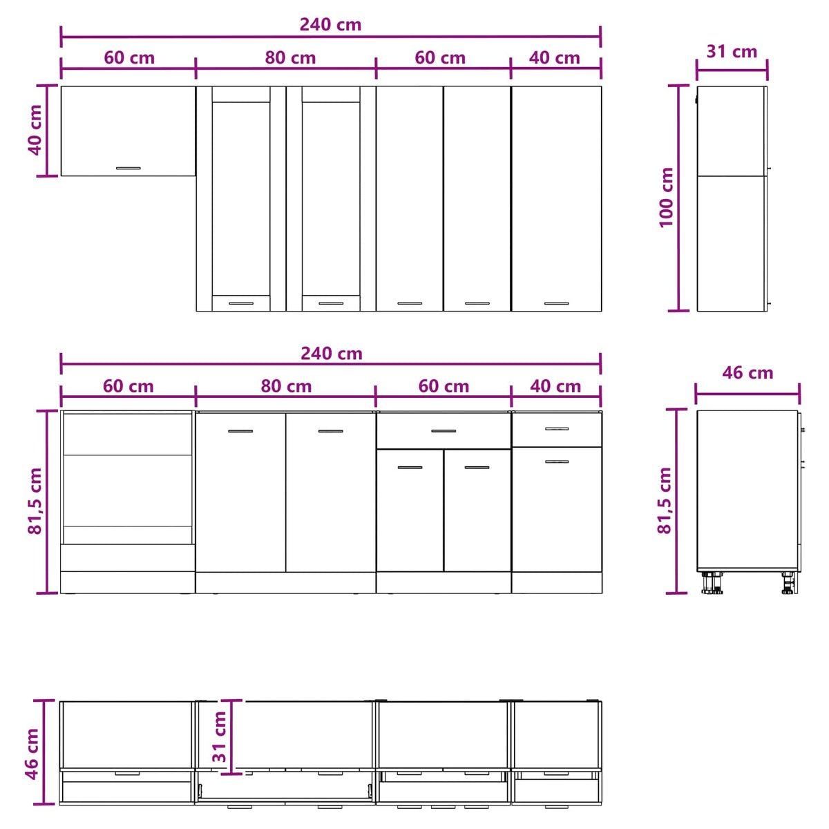 Kitchen Unit LYON 8 pcs Grey Sonoma Engineered Wood