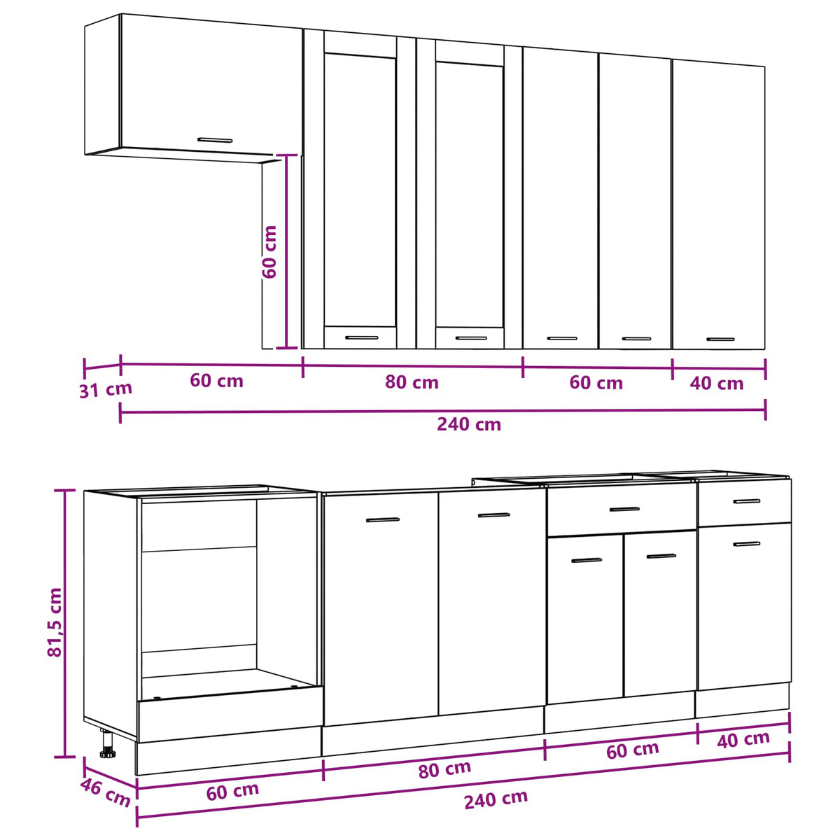 Kitchen Unit LYON 8 pcs Grey Sonoma Engineered Wood