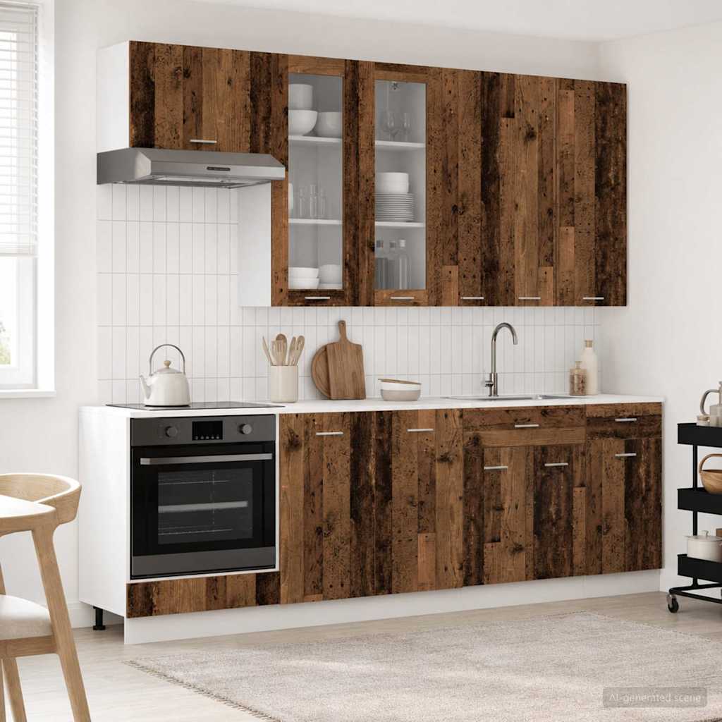 Kitchen Unit LYON 8 pcs Old Wood Engineered Wood