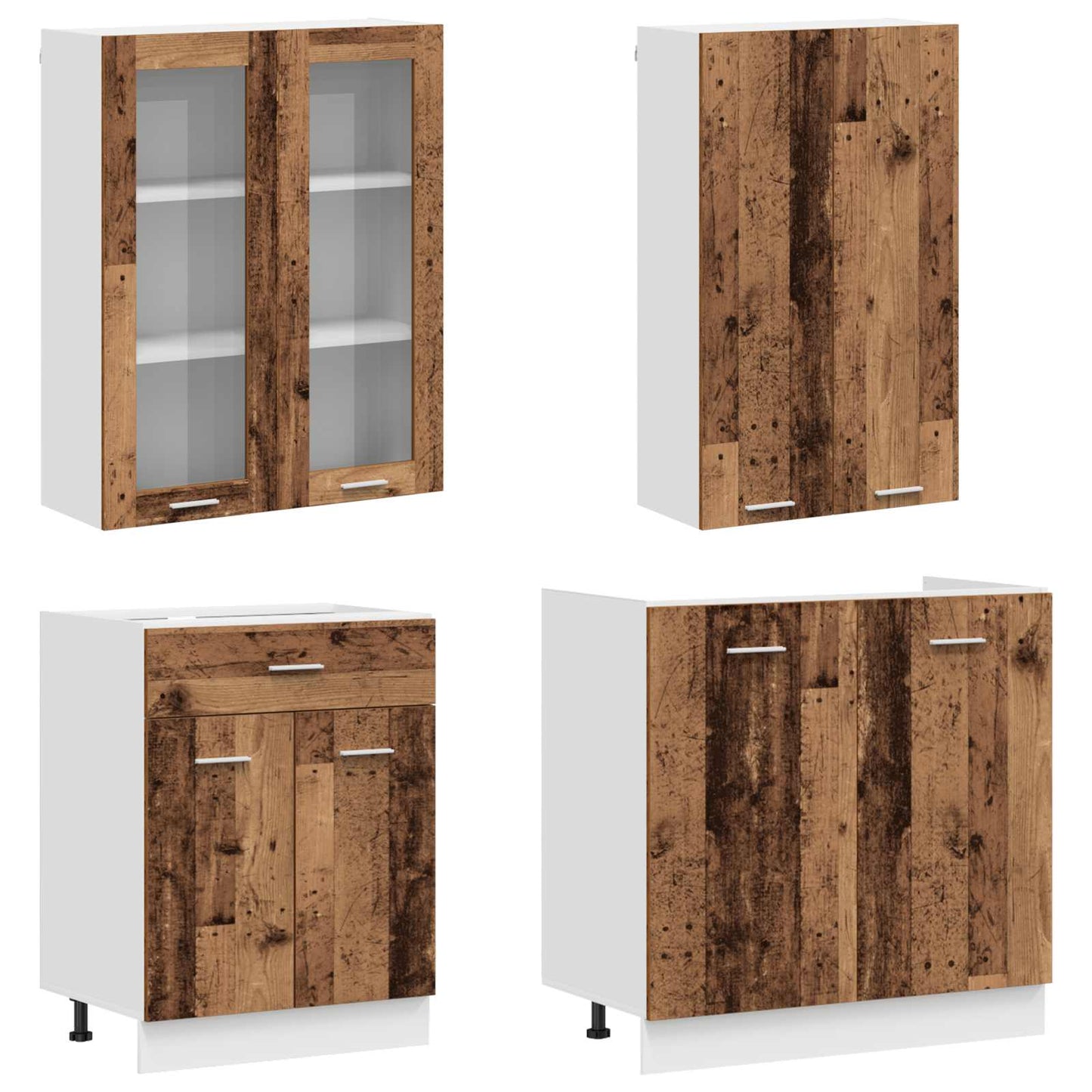 Kitchen Unit LYON 8 pcs Old Wood Engineered Wood