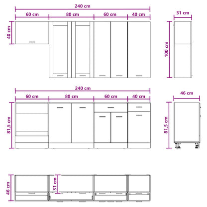 Kitchen Unit LYON 8 pcs Artisan Oak Engineered Wood