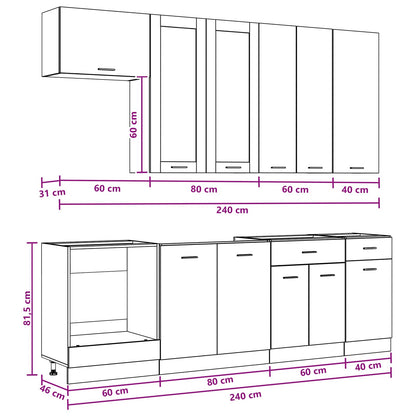Kitchen Unit LYON 8 pcs Artisan Oak Engineered Wood