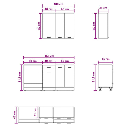 Kitchen Unit LYON 5 pcs White Engineered Wood