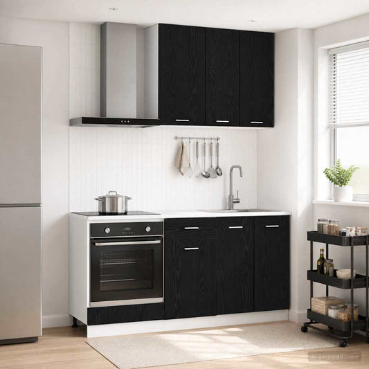 Kitchen Unit LYON 5 pcs Black Oak Engineered Wood