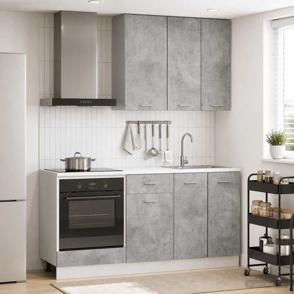 Kitchen Unit LYON 5 pcs Concrete Grey Engineered Wood