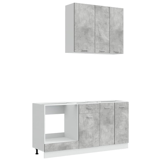 Kitchen Unit LYON 5 pcs Concrete Grey Engineered Wood