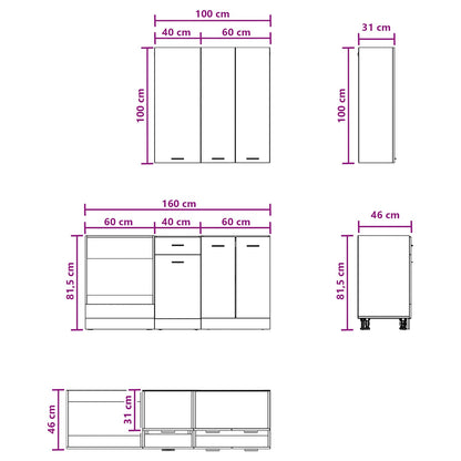 Kitchen Unit LYON 5 pcs Grey Sonoma Engineered Wood