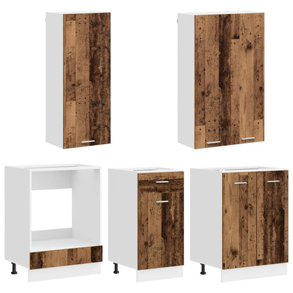 Kitchen Unit LYON 5 pcs Old Wood Engineered Wood