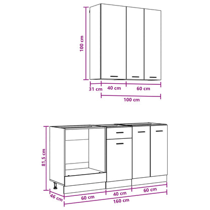 Kitchen Unit LYON 5 pcs Old Wood Engineered Wood