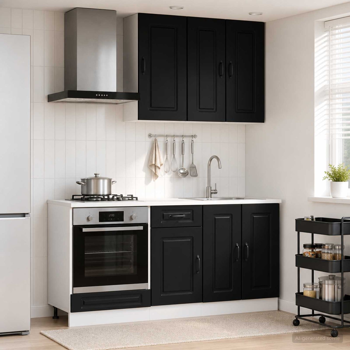Kitchen Unit KALMAR 5 pcs Black Engineered Wood