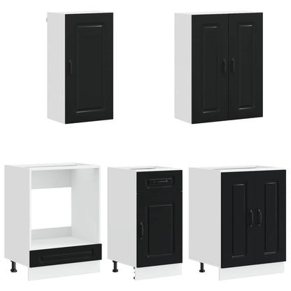 Kitchen Unit KALMAR 5 pcs Black Engineered Wood