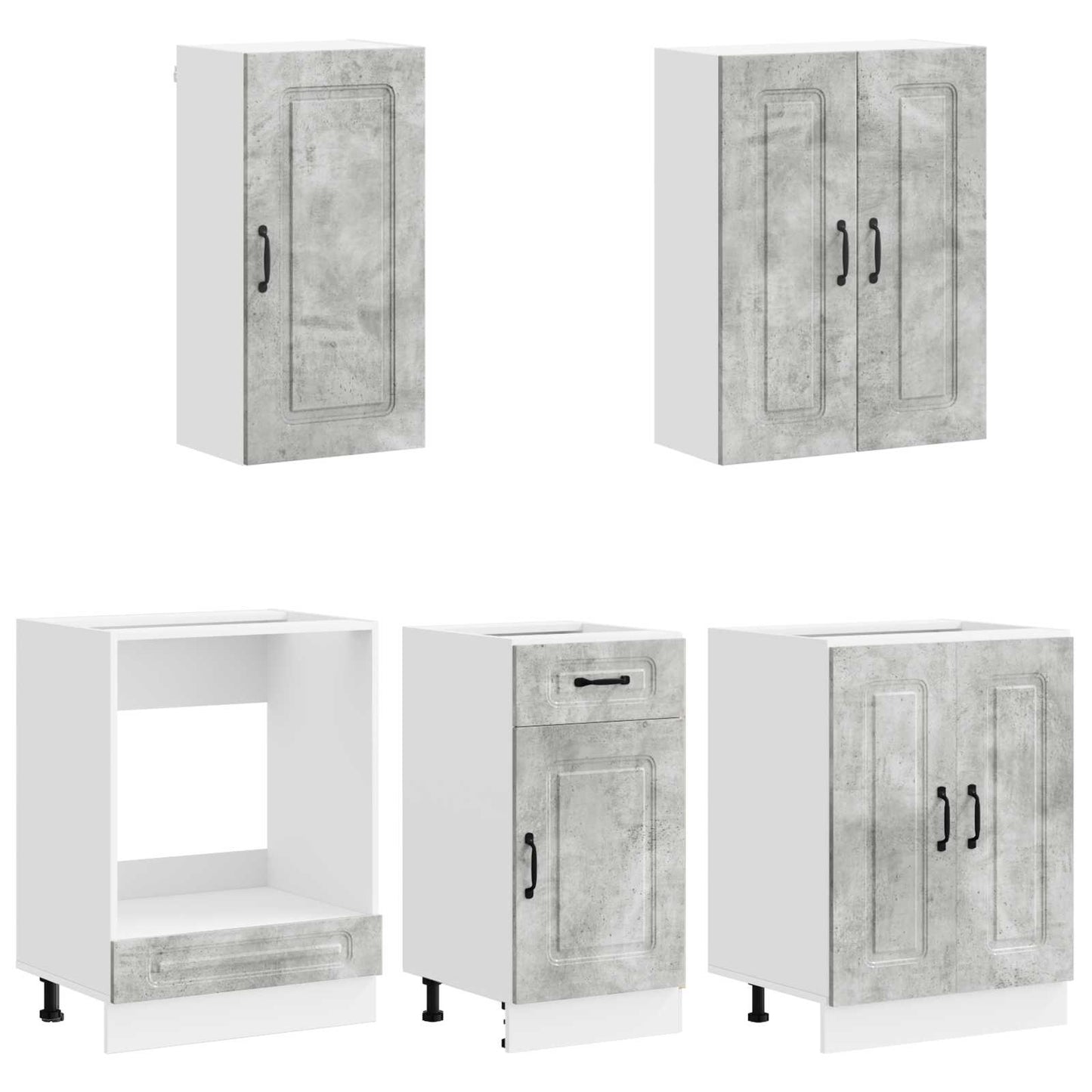 Kitchen Unit KALMAR 5 pcs Concrete Grey Engineered Wood