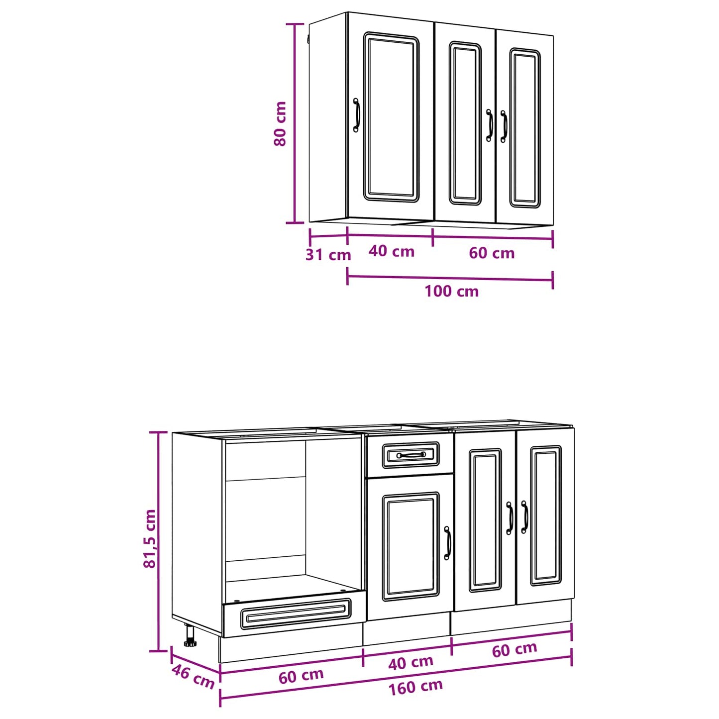 Kitchen Unit KALMAR 5 pcs Concrete Grey Engineered Wood