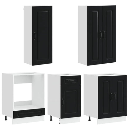 Kitchen Unit KALMAR 5 pcs Black Engineered Wood