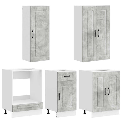 Kitchen Unit KALMAR 5 pcs Concrete Grey Engineered Wood