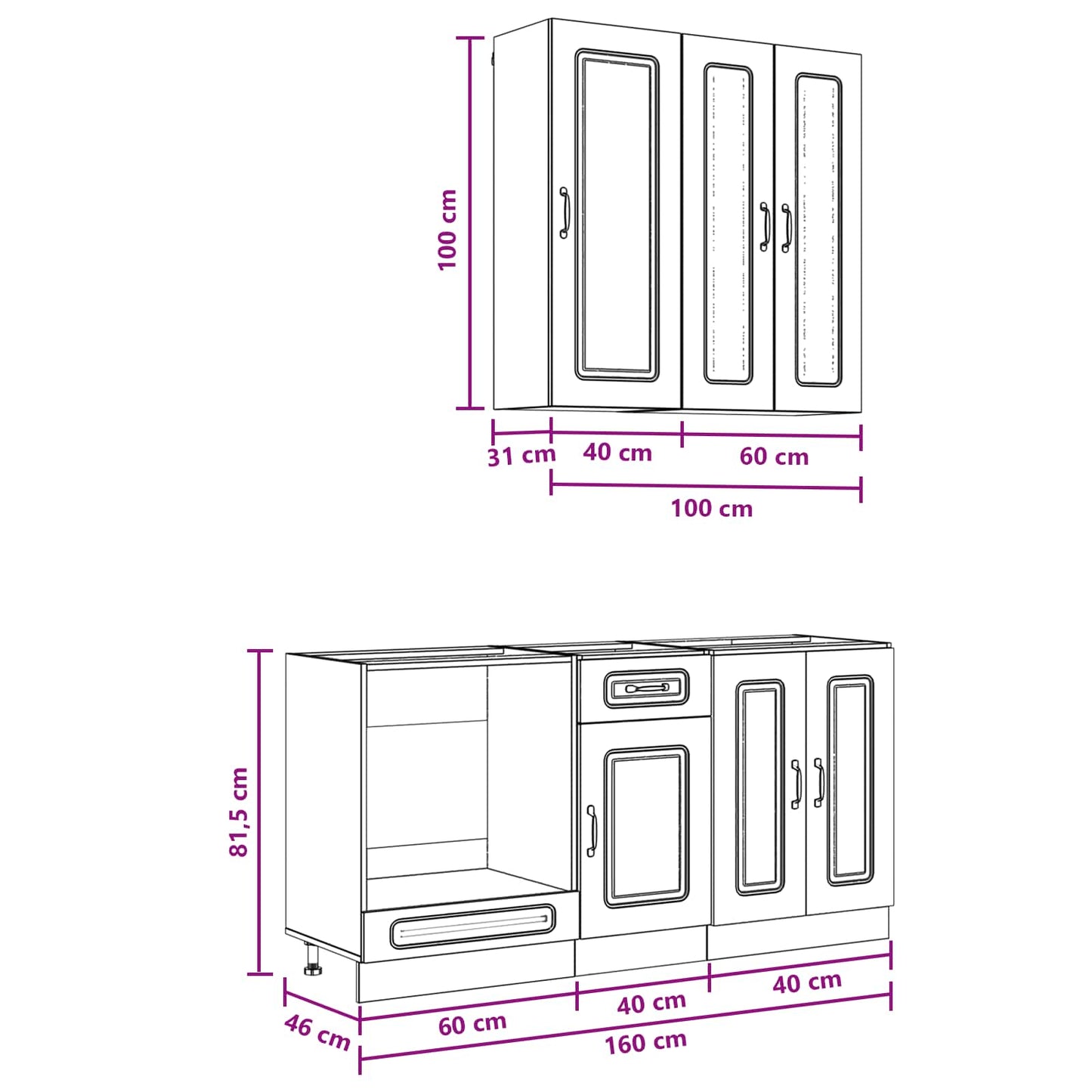Kitchen Unit KALMAR 5 pcs Concrete Grey Engineered Wood