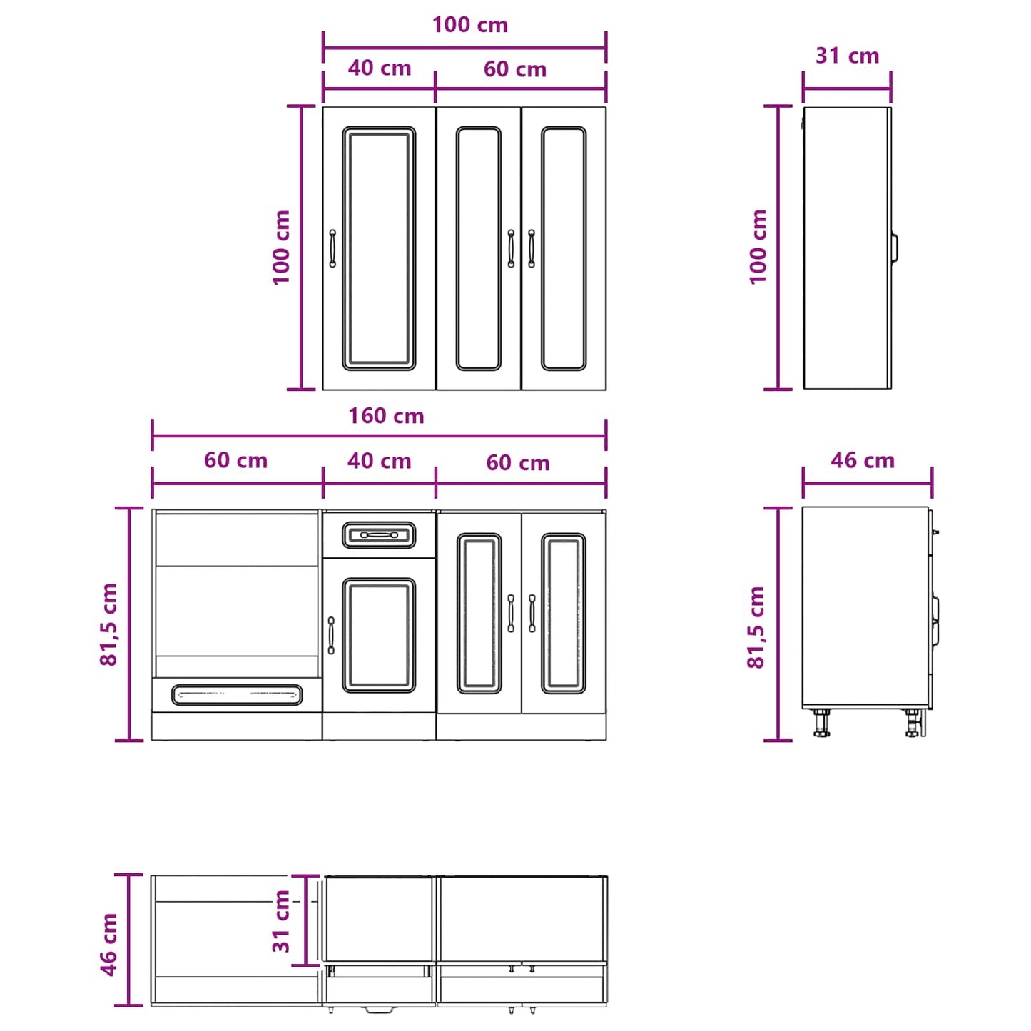 Kitchen Unit KALMAR 5 pcs High Gloss White Engineered Wood