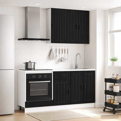 Kitchen Unit LUCCA 5 pcs Black Engineered Wood