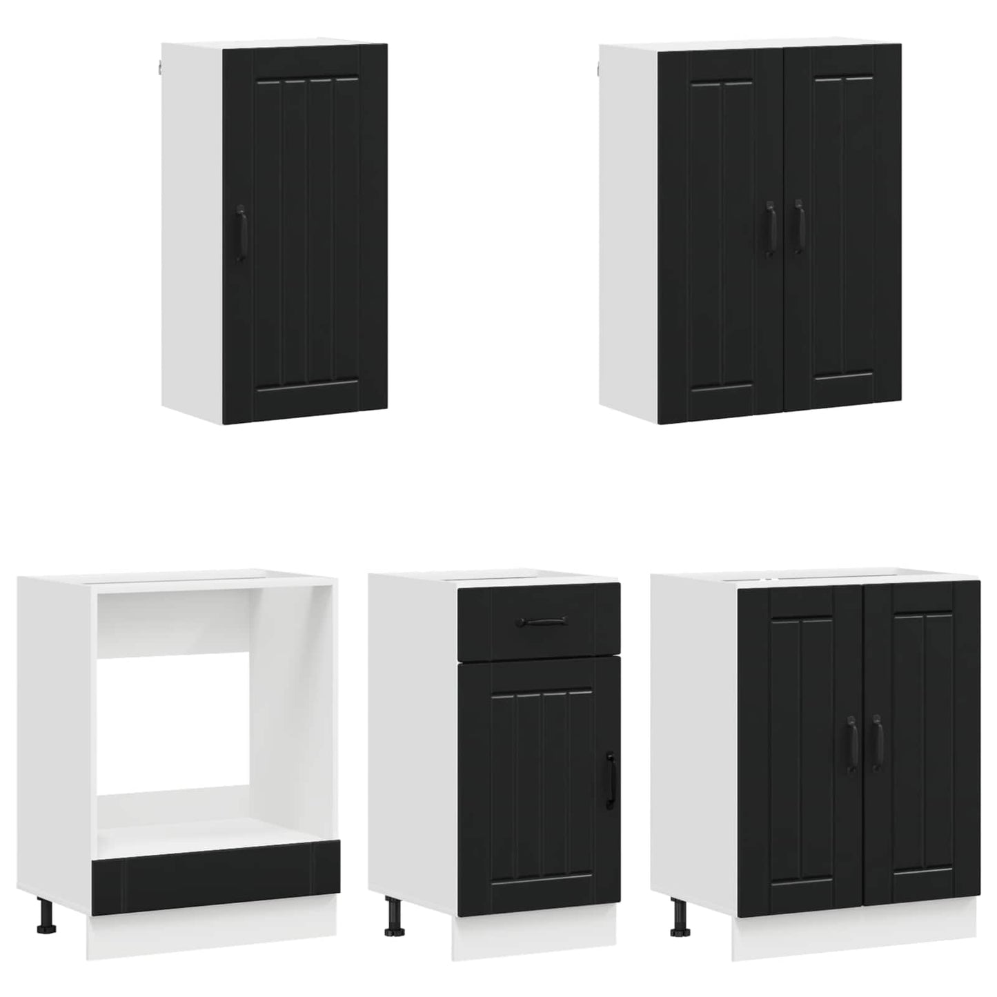 Kitchen Unit LUCCA 5 pcs Black Engineered Wood